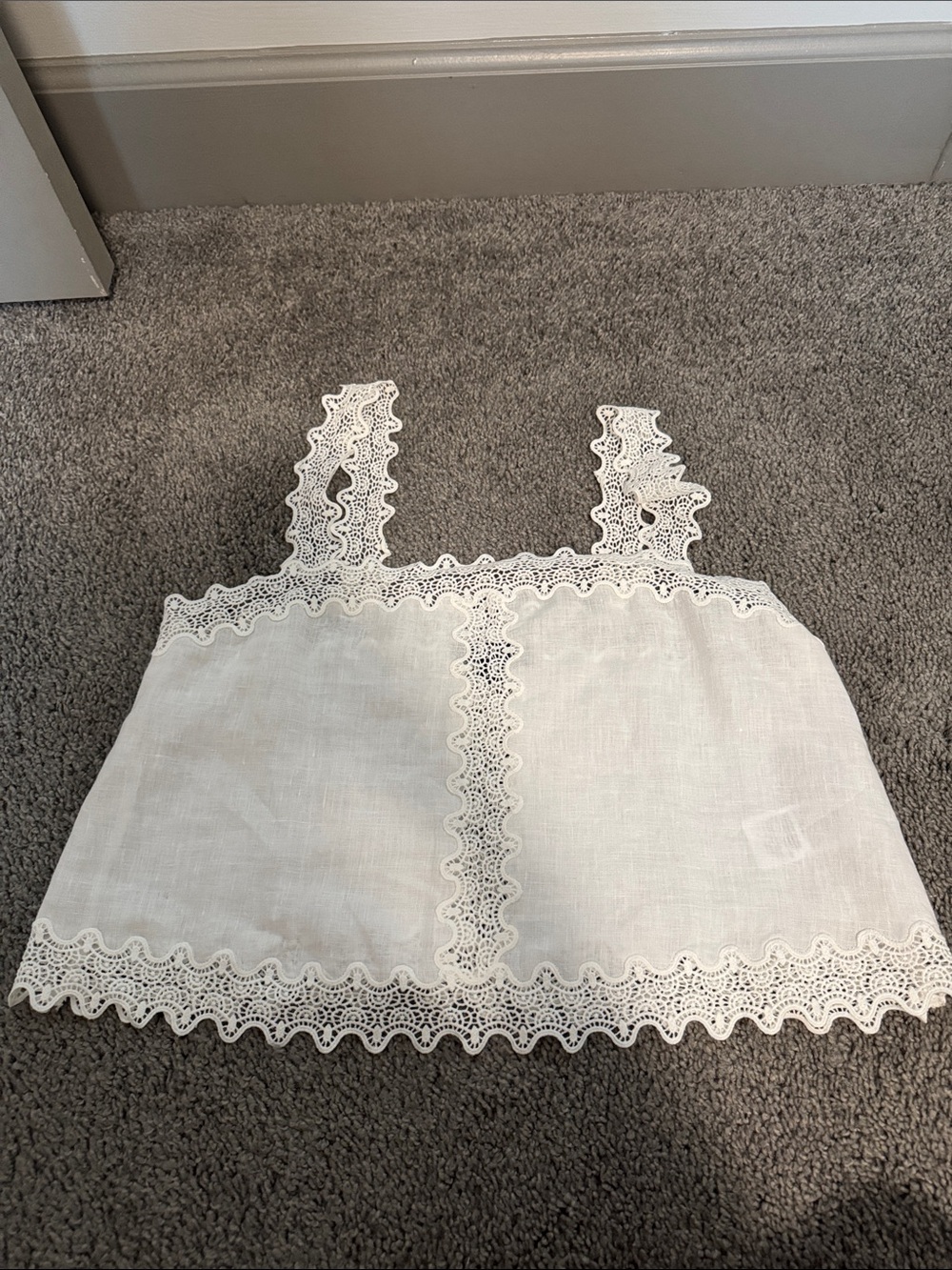 J. Crew White Lace-Trim Cropped Camisole - 100% linen